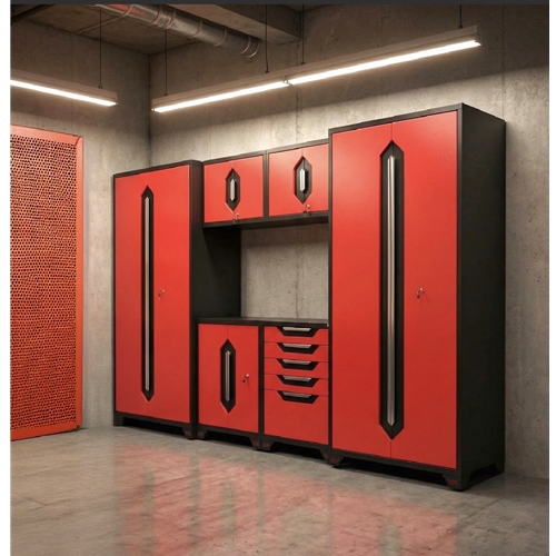 Firehouse GarageGear Metal Cabinets Red 7 Piece