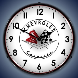 1956-57 Corvette logo LED Backlit Clock