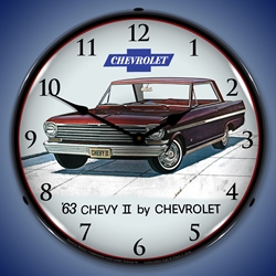 1963 Chevy II Nova Super Sport LED Backlit Clock