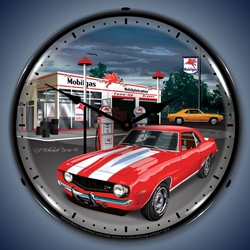 1969 Camaro Mobilgas LED Backlit Clock