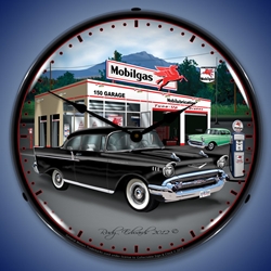 1957 Chevy Mobilgas LED Backlit Clock