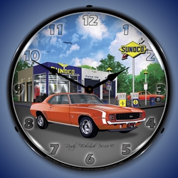 1969 RS SS Camaro Sunoco LED Backlit Clock