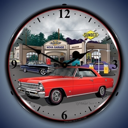 1967 Nova (red) LED Backlit Clock