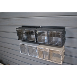 2 Bin Link Ups - Tip Out Bins -Small Parts Storage for Slatwall storeWALL HandiWall